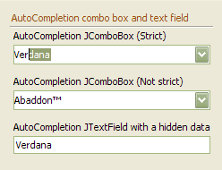 Autocompletion text/jcombobox